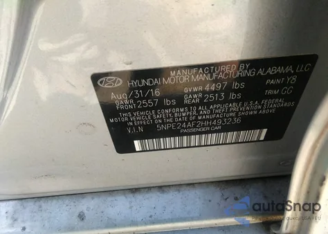 2017 Hyundai Sonata из США, поврежденный, VIN 5NPE24AF2HH493236